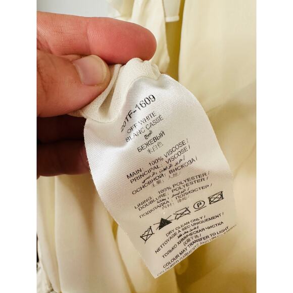 THREE FLOOR White Polka Dot Textured Hourglass Ruffle Trim Perle Dress sz US 2 - Picture 13 of 16